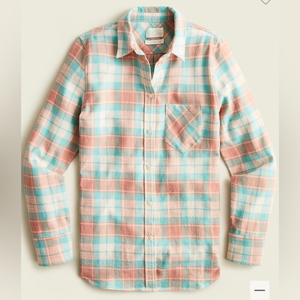 JCrew Classic-fit shirt in blush plaid flannel